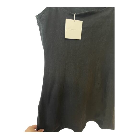 Revolve Natalie Rolt Daisy Linen Strapless Mini Dress Scalloped Edge Black Sz 2 - Picture 7 of 16